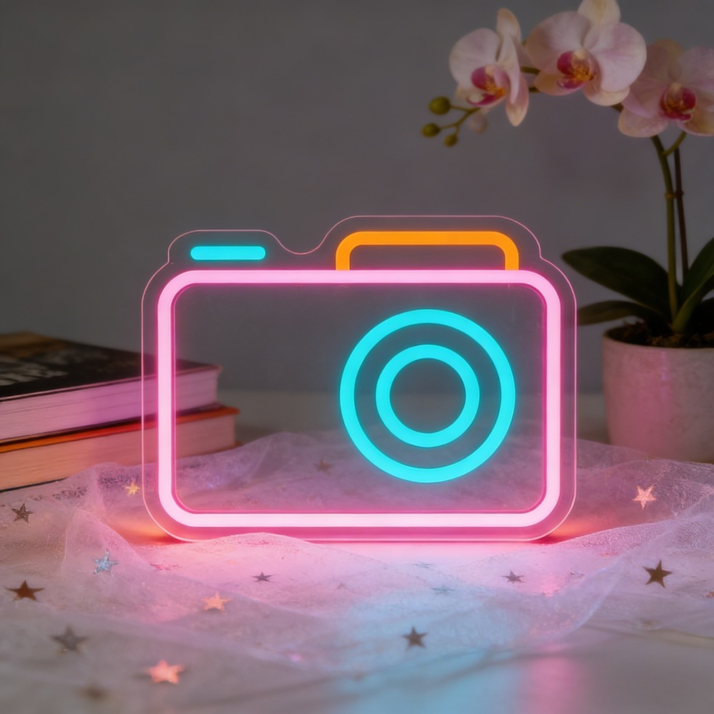 Camera Neon Sign LED Wall Art  - Photography Studio Lighting Set Up ulasan dan harga