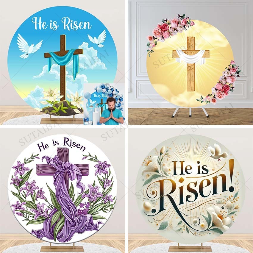 Easter He Is Risen Round Backd - Photography Lighting Circle ulasan dan harga